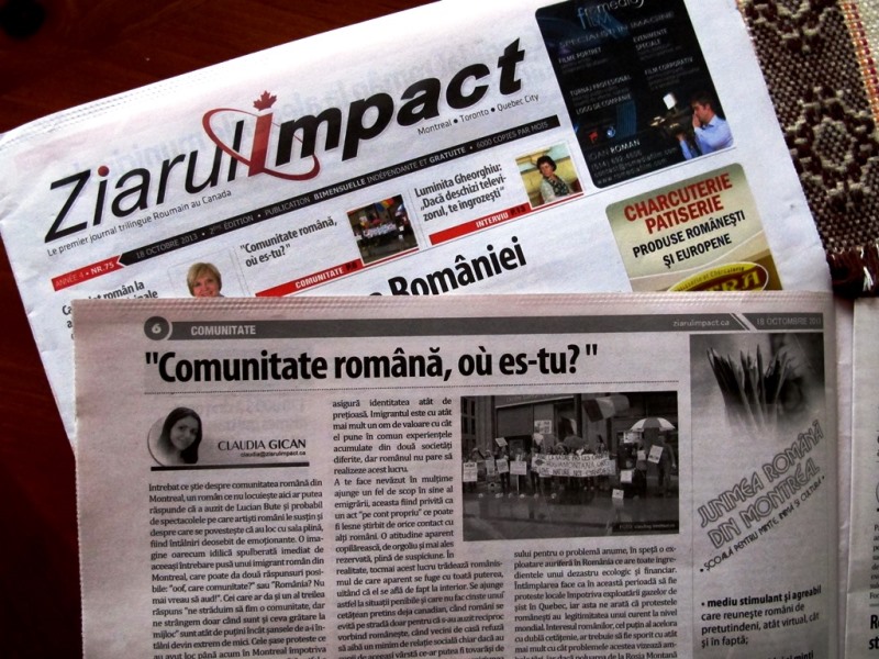 Ziarul Impact din Montreal - articol Claudia Gican